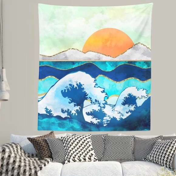 🆕 Rising Sun Over Ocean Hanging Tapestry - Picture 2 of 5